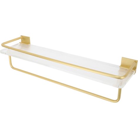 30 cm Caddy Douche Mural Organisateur avec Porte-Serviette Barre en Aluminium Facile à Installer Grande Capacité Étagère Douche Salle de Bain Doré (1/5)