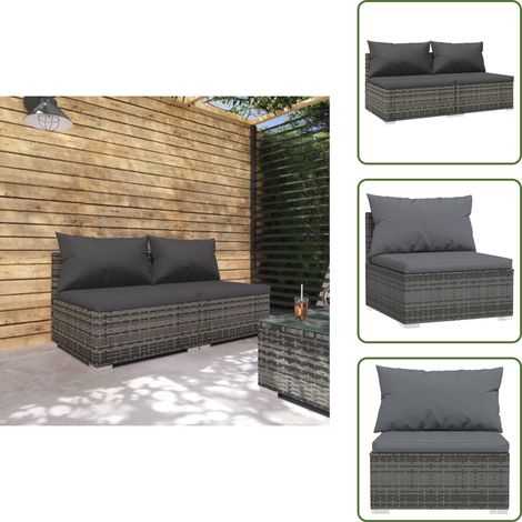 Arredamento da esterno - vidaXL Set Divani da Giardino con Cuscini 2 pz in Polyrattan Grigio - Divano angolare