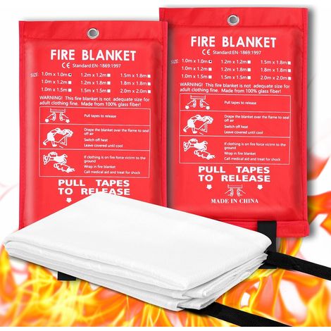 Lot De 2 Couverture Anti Feu Pour La Massion, Couverture De Survie Reutilisable, Protection Ignifuge Et Isolation Thermique 1,0m X 1,0m Applicable À Cuisine, Barbecue, Voiture, Camping