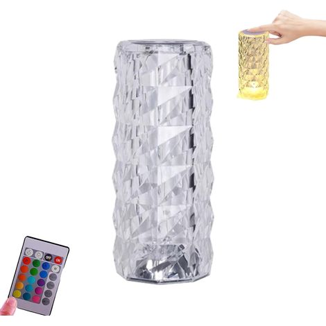 Lampe En Forme De Rose En Cristal - 16 Couleurs RGB - Commande Tactile Et Télécommande - Rechargeable USB - Pour Salon Et Fêtes - 1 Pièce (1/5)