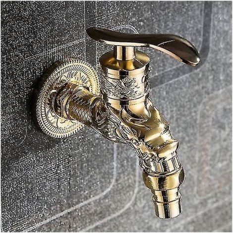 Washing Machine Faucet Retro Vintage Carved Home Sink Garden Single Faucet Water Tap--yh B005 Ancient Cyan (1/4)