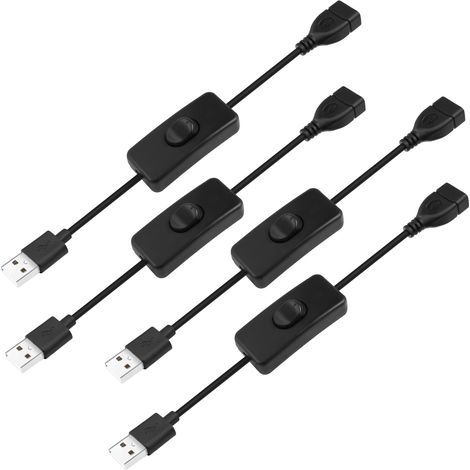 Câble d'extension USB 4 pièces mâle à femelle avec interrupteur Convient pour ventilateur USB , bande LED, lampe de bureau, bande LED