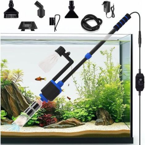 Aspirateur de fond pour aquarium, 6 en 1 électrique pour changement d'eau d'aquarium, 36W réglable Aspirateur pour aquarium, Ensemble nettoyeur de sable et de gravier pour aquarium, pour (1/5)
