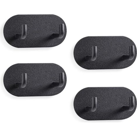 Lot de 4 crochets auto-adhésifs robustes noirs (1/5)