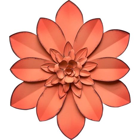 Décoration murale de fleur en métal rose – Sculpture florale moderne rustique à suspendre – Œuvres d'art pour intérieur, chambre à coucher, salon, bureau, extérieur, jardin, terrasse – 28 cm (1/5)