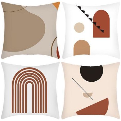 Lntyq 45x45cm Quadratischer Leinen-Deko-Sofakissenbezug, moderner Kissenbezug für Wohnzimmer und Schlafzimmer, 4er-Set, abstraktes Design, 18x1 (1/5)