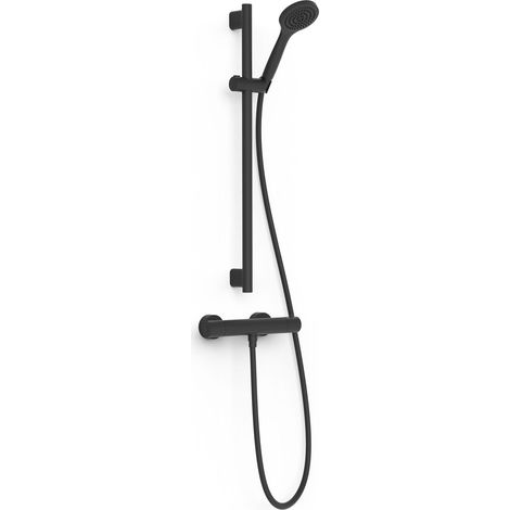 Kit robinet thermostatique mural pour douche Noir mat - TRES 21619601NM (1/2)