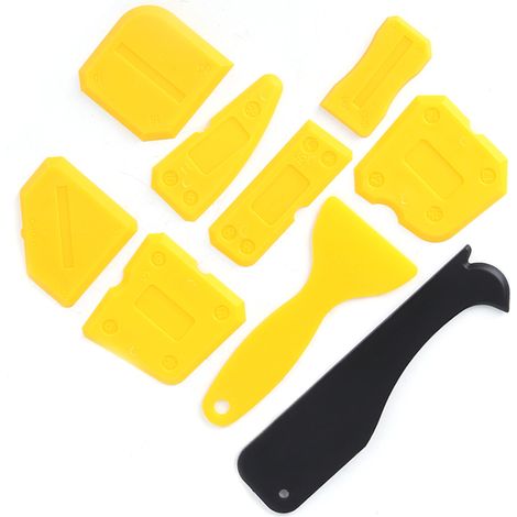 Kit de 9 outils manuels en silicone pour retirer le mastic et le joint de vitrage, grattoir pour porte (1/5)