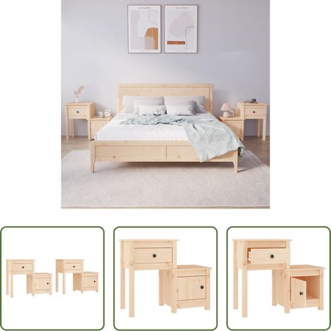 Nachttisch Kiefer - Nachttische 2 Stk. 79,5x38x65,5 cm Massivholz Kiefer (1/5)