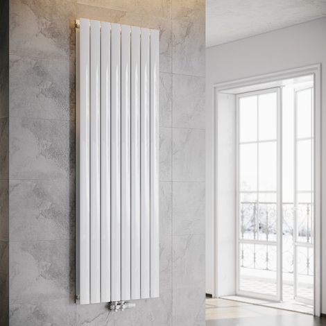 ELEGANT Heizkörper Flach Heizkörper Design Paneelheizkörper wohnzimmer Badheizkörper Vertikal Doppelt Heizkoerper mit Heizventil 1800 x 616 mm Weiß
