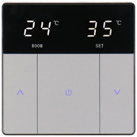 Plancher Chauffant Thermostat de Chauffage à Bouton Tactile, économe en énergie et Facile à Utiliser AC230V 10A pour Plancher Chauffant Noir (1/4)