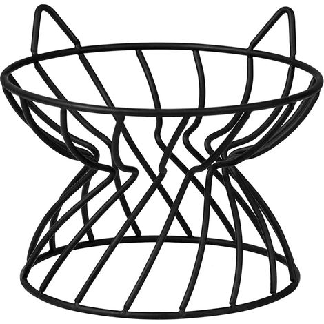Support en métal antidérapant pour gamelle pour Chat - Support de gamelle surélevé Contre Les vomissements - Support de gamelle pour Chat en Fer Noir pour Manger et Boire confortablement - 15 x 12 cm (1/5)