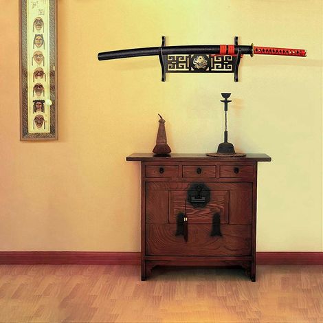 Support mural pour épées (3 pièces) - Crochet de présentation pour katana, tanto, sabre laser, samouraï, etc., 1 niveau (1/5)