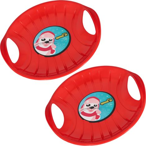 KOTARBAU® 2 pièces Luge - PVC - 60 cm - Luge Enfant - Rouge - Sled - Poignées Ergonomiques - et Adulte - Traineau à Neige - Résistant - Facile à Transporter (1/5)