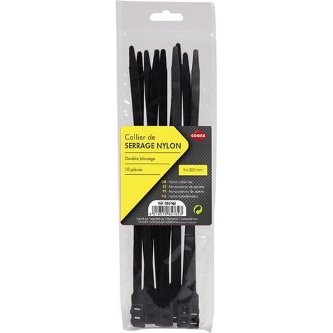 COGEX Collier de serrage nylon large - Noir - 9x260 mm - 10 pcs (1/2)