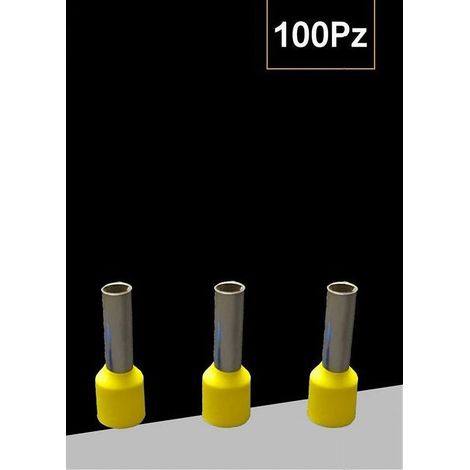 TrAdE Shop Traesio - Confezione 100 Pz Tubetto Capicorda Isolato Per Cavi 16mm² Terminale 12mm E16-12 - Giallo (1/4)