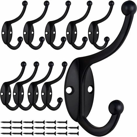 10 Crochets Patère Vintage Noir pour Cuisine Salle Bain (1/5)