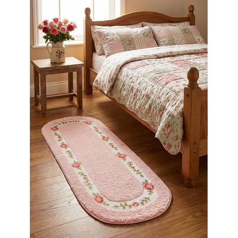 Tapis - Tapis moderne - Imitation cachemire - Tapis lavable - Tapis de cuisine antidérapant - Tapis de couloir - Tapis - 45 x 125 cm - Rose - 1 pièce rose 125 cm x 45 cm (1/5)