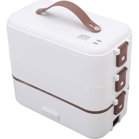 Beheizbare Lunchbox, 1,2 Liter, 3 Etagen, lebensmittelechtes PP, Edelstahl, Silikongriff, elektrische Lunchbox für Büro und Reisen, EU-Stecker 220 V (1/5)