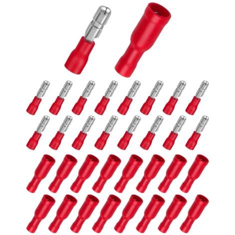 Lot de 100 cosses de câble 0,5-1,5 mm², connecteurs ronds Bolatus rouges et cosses rondes rouges à sertir pour voiture (1/5)