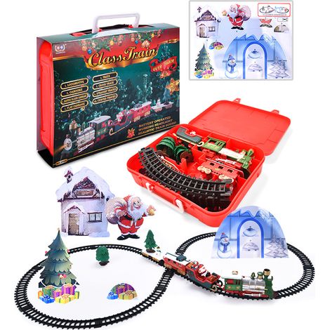 Train de Noël Électrique avec Rails, avec Boîte-Cadeau - Déco de Table, Décoration sous Le Sapin de Noël, Cadeau pour Enfants (1/5)