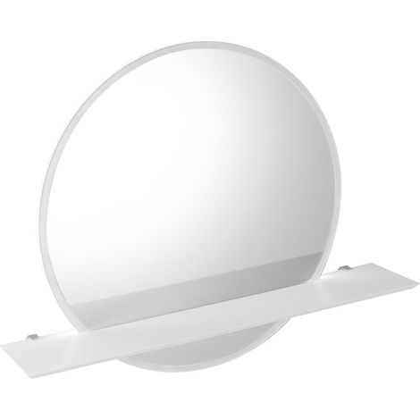 Miroir rond VISO avec éclairage LED et étagère, ø 60cm, blanc mat (1/5)