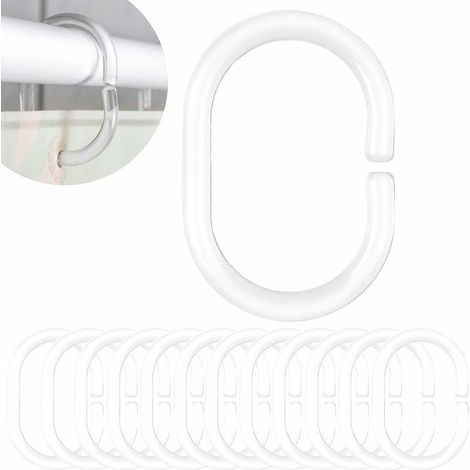 Anneaux de rideau de douche transparents, paquet de 12, transparents (1/5)