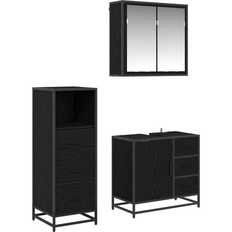 Maison Exclusive - Badezimmermöbel-Set 3 pcs Schwarz Eichen-Optik