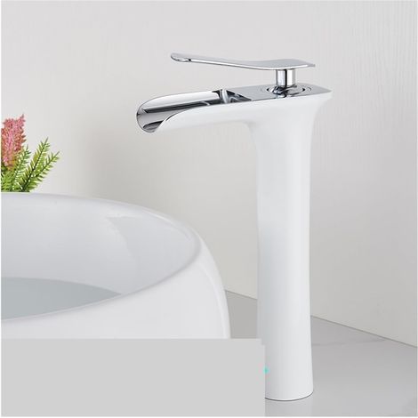 Robinets de salle de bain avec eau chaude et froide, robinets cascade hauts, robinets cascade pour lavabo