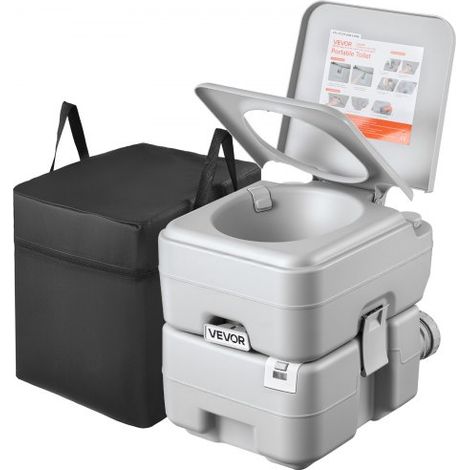 Inodoro Portátil con Descarga de Agua con Tanque de Desechos de 20 L, Aprox. 120 Descargas, Inodoro Portátil para Camping Carga de 150 kg para Uso Doméstico, Viaje en Autocaravana, Senderismo (1/5)