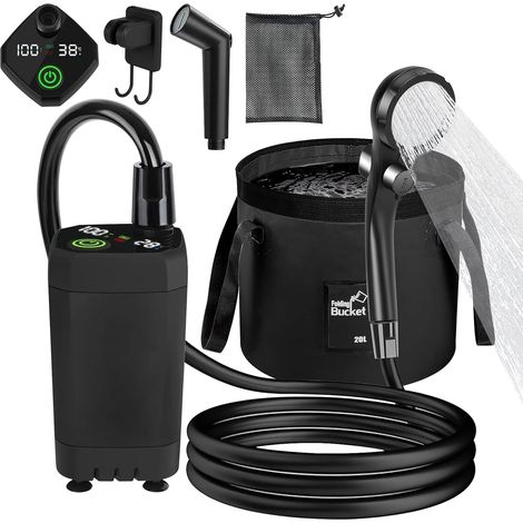 Douche de camping portable, 6000 mAh, rechargeable pour le jardin, le lavage de voiture, la plage, les voyages (1/5)