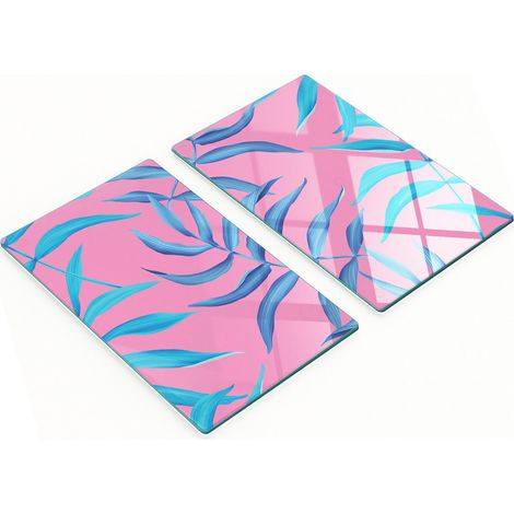 Tableros de vidrio duraderos y elegantes con estampado de hojas tropicales, 2x30x52 cm.