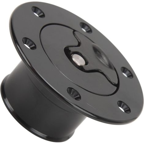 Bouchon de Réservoir de Pile à en Aluminium Noir, Diamètre Intérieur 39 Mm, Montage encastré, 6 Boulons, Type Ouvert, Universel pour Voiture (1/4)