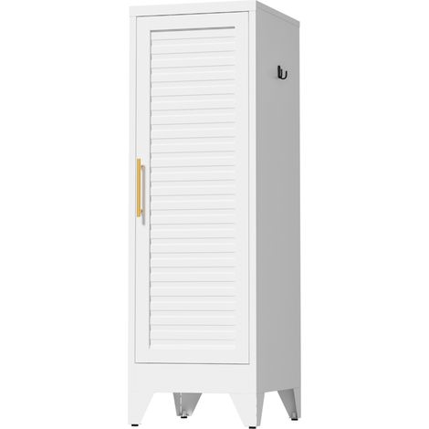 Armoire vestiaire acier avec penderie et crochets, 120x38x45cm, rangement mural stable pour bureau école gym chambre (1/5)