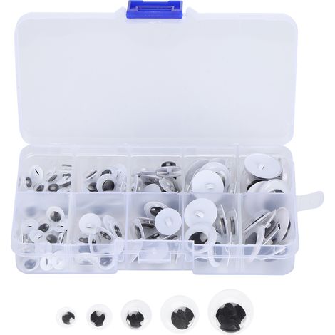 100Pcs Sew On Plactic Eyes Movable Black and White Assorted Size Kids DIY Craft Making Material (1/5)