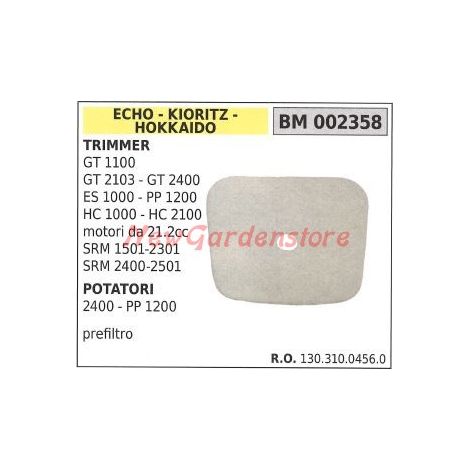 Prefiltro aria ECHO trimmer GT 1100 2103 2400 ES 1000 HC 2100 002358