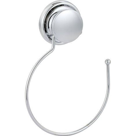 Runder handtuchhalter aus metall mit saugnapf - chrom - Tendance