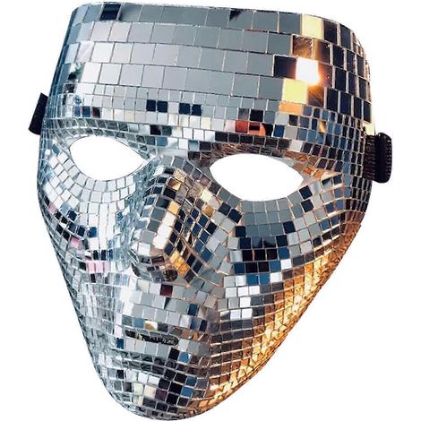 Masque de fête brillant, masque miroir, visage pailleté, boule disco pour DJ, miroir de scène, masques de bal masqué (1/5)