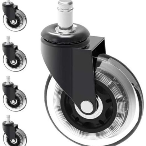 Stück Bürostuhlrollen 11x22mm - Geräuscharme Rollen, 300kg Tragkraft - Für Standard-Bürostühle - 360° leichtgängig, einfache Montage, schwarze Rollen (1/5)