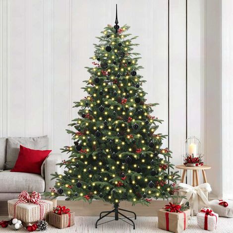 vidaXL Sapin de Noël artificiel Vert 240 cm PVC, métal et plastique (1/5)