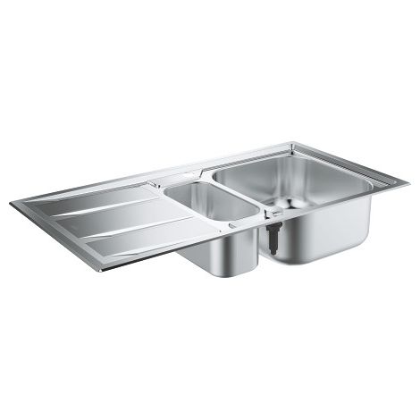 Fregadero de 2 cubetas acero inoxidable con escurridor 983x513 K400 Grohe (1/5)