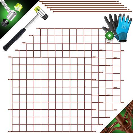 KESSER® Teichzaun Gartenzaun Steckzaun Metall - Braun, Flach 10er Set (1/5)