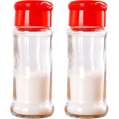 Bocaux À Épices - Verre Transparent 100 ml - Couvercles Étanches En Plastique Avec Embouts À Dispersion - Pour Cuisine Intérieure - Lot De 2 (1/5)