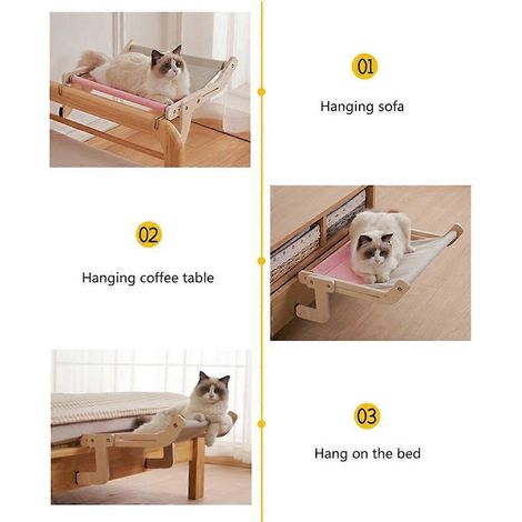 Étagère de sécurité pour chat, gain de place pour le lit, perchoir pour chat à fixer sur le lit - Version améliorée A - Gris orange (1/4)