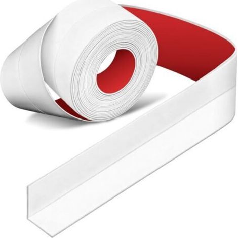 Joint Salle de Bain, Bande d'Étanchéité Autocollante - Ruban Adhésif Prêt-à-Poser en PVC Souple Anti-Moisissure - Joint Baignoire Douche/Évier (1, Blanc, 38) (1/5)