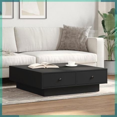 848088 Table basse Noir 90x90x28 cm Aggloméré (1/5)