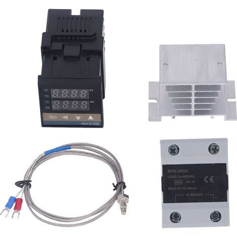 Digital PID Thermostat Fast Heating Temperature Controller with SSR K Thermocouple, White Thermal Thermocouple, 100-240V 40A (1/5)
