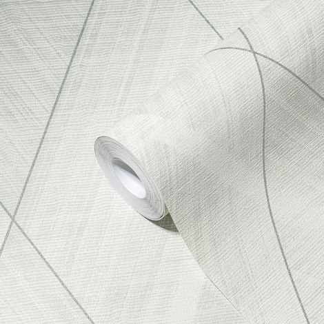 Papier peint motif losanges en blanc crème Papier peint intissé géométrique moderne avec vinyle (1/5)