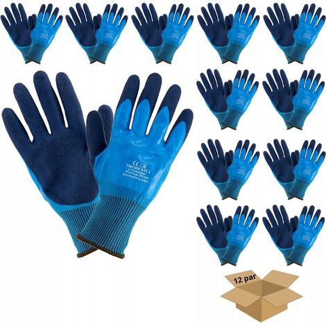 12 guantes de trabajo de goma, impermeables, para seguridad e higiene laboral, resistentes y sólidos, talla 8.