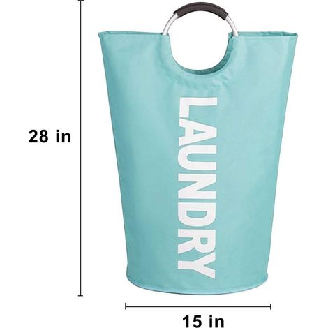 Panier à Linge - Poignées Durables - Sac à Linge Pliable en Tissu Imperméable et Portable - Panier de Rangement pour Dortoir, Salle de Bain, Université - Bleu Clair(72x38cm) (1/4)